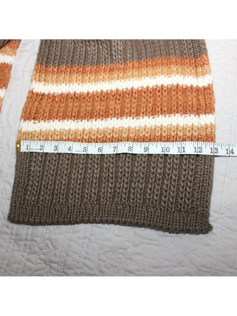 Duluth Trading Company Heavy Knitted Scarf Green Brown Orange 68X13 Thick NWT - Picture 5 of 5